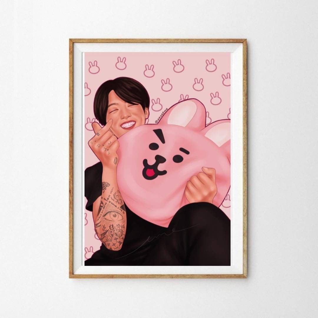 Craft Maniacs BTS JUNGKOOK & COOKIE A4 FRAMED MATT LAMINATED